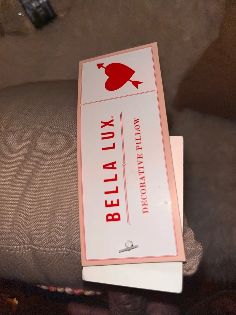 Bella Luxx Brown Pillow with Pink Coral  Heart